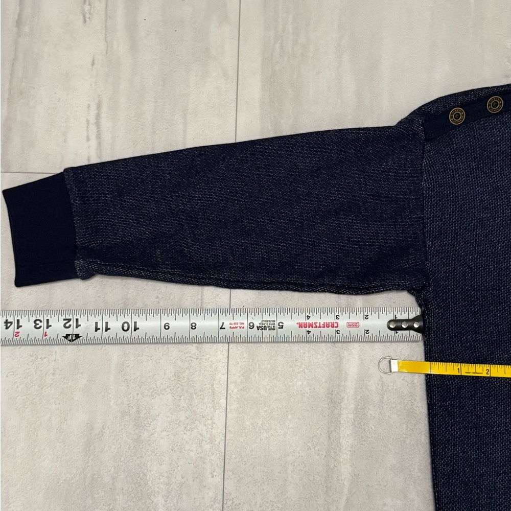 NEW LRL Blue Cotton Blend Stretch French Terry 3/4 Sleeve Pullover sweater PXS - Picture 5 of 8